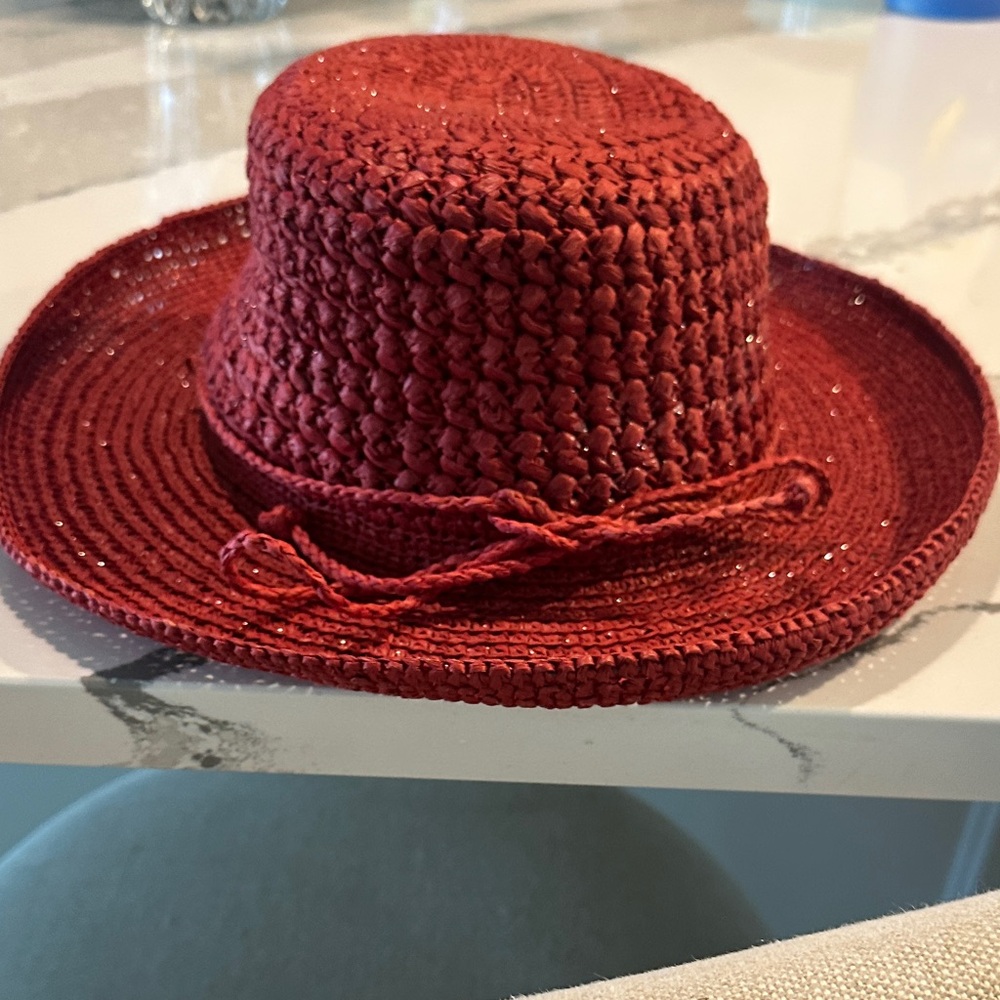 Elegant Red Women's Straw Hat